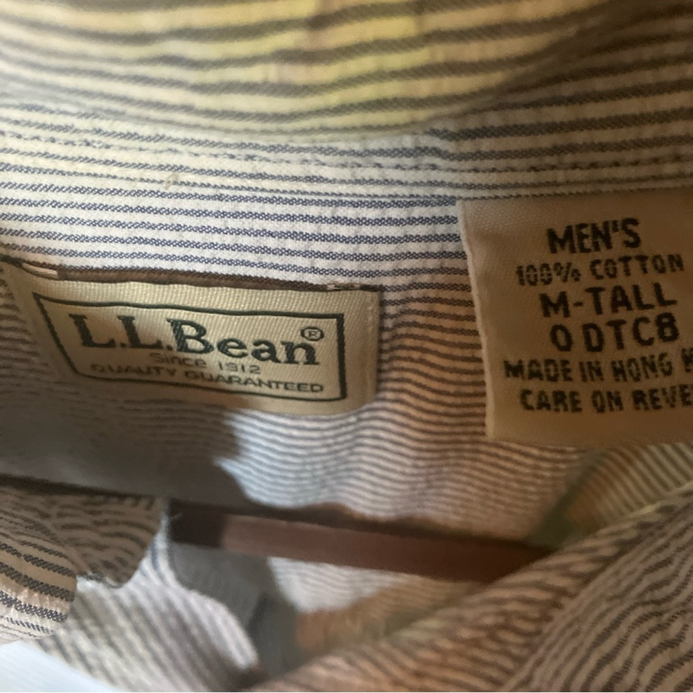L.L. Bean Casual Blue and White Button Down Shirt